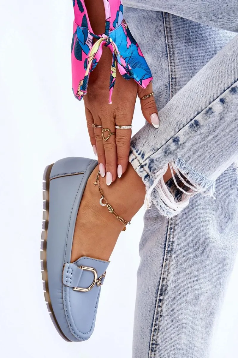 Best Damskie Skórzane Mokasyny Jasnoniebieskie Downtown Damskie Mokasyny Damskie Skórzane