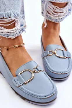 Best Damskie Skórzane Mokasyny Jasnoniebieskie Downtown Damskie Mokasyny Damskie Skórzane