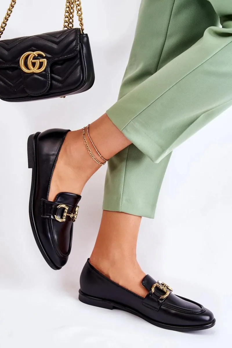 Best Boto Damskie Skórzane Mokasyny Czarne Coriso