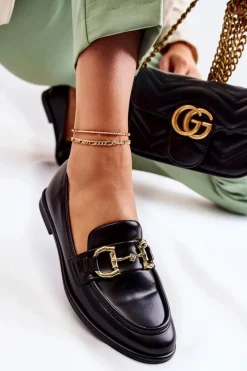 Best Boto Damskie Skórzane Mokasyny Czarne Coriso