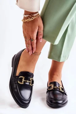 Best Boto Damskie Skórzane Mokasyny Czarne Coriso