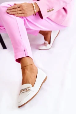 Boto Damskie Skórzane Mokasyny Białe Godley