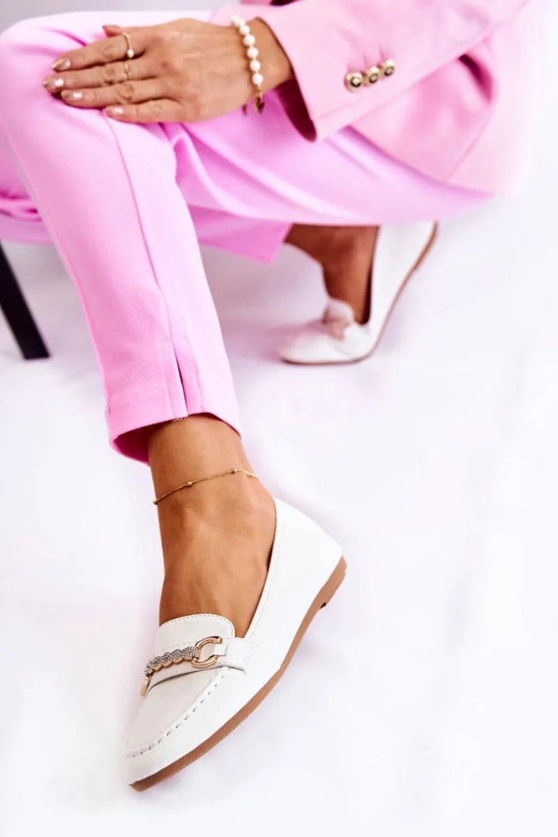 Boto Damskie Skórzane Mokasyny Białe Godley