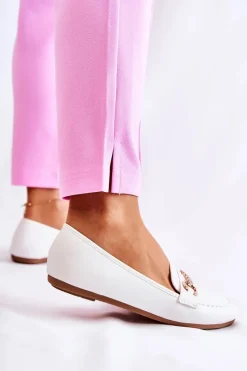 Boto Damskie Skórzane Mokasyny Białe Godley