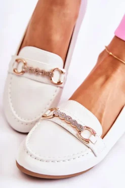 Boto Damskie Skórzane Mokasyny Białe Godley