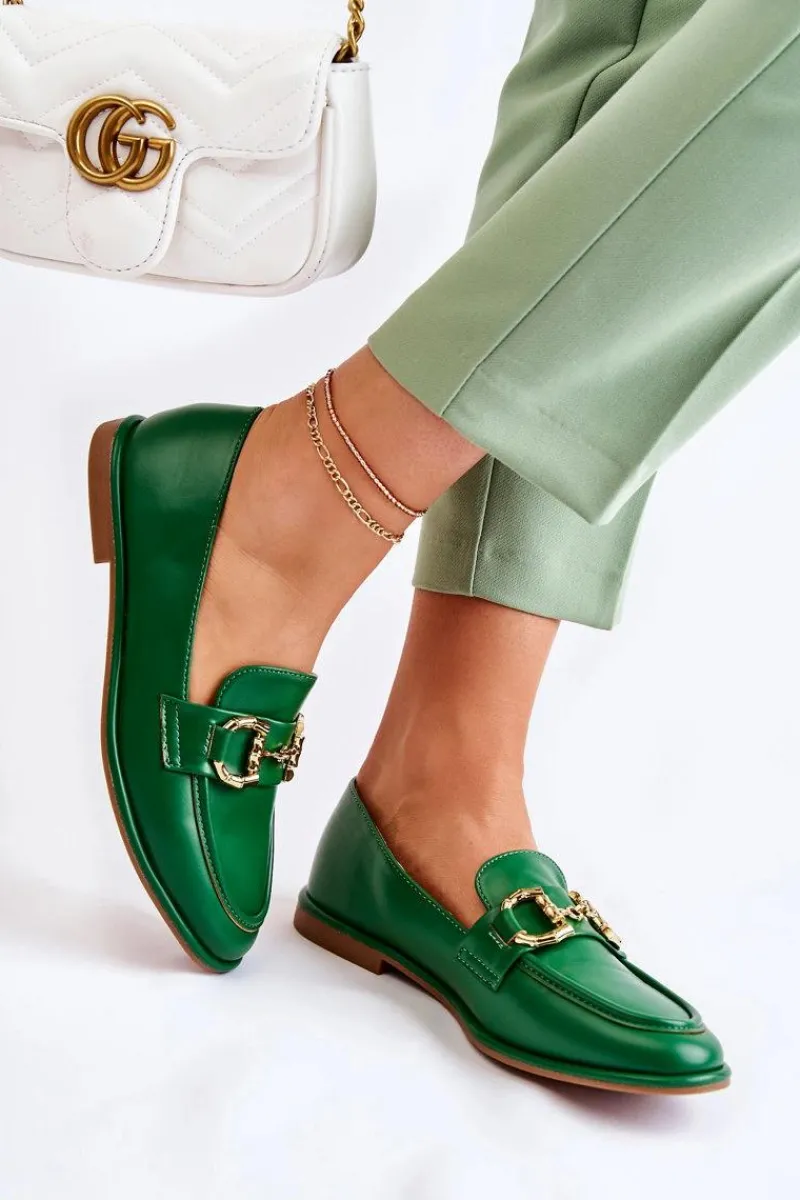 Mokasyny Damskie Skórzane>Boto Damskie Skórzane Mokasyny Zielone Coriso