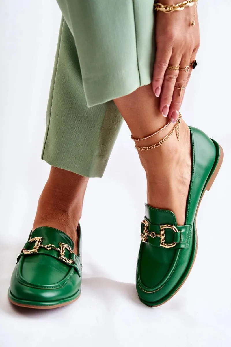 Mokasyny Damskie Skórzane>Boto Damskie Skórzane Mokasyny Zielone Coriso