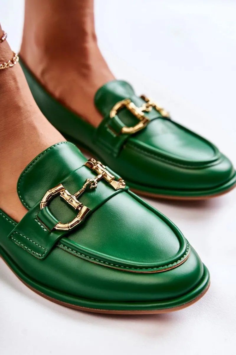 Mokasyny Damskie Skórzane>Boto Damskie Skórzane Mokasyny Zielone Coriso