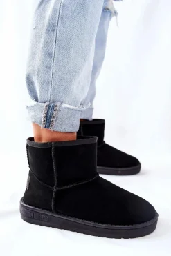 Online Big Star Shoes Damskie Skórzane Śniegowce Big Star II274440 Czarne