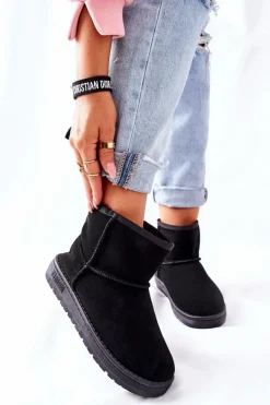 Online Big Star Shoes Damskie Skórzane Śniegowce Big Star II274440 Czarne