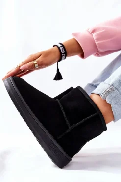 Online Big Star Shoes Damskie Skórzane Śniegowce Big Star II274440 Czarne