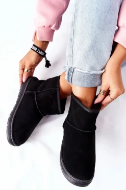 Online Big Star Shoes Damskie Skórzane Śniegowce Big Star II274440 Czarne