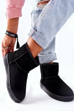 Online Big Star Shoes Damskie Skórzane Śniegowce Big Star II274440 Czarne