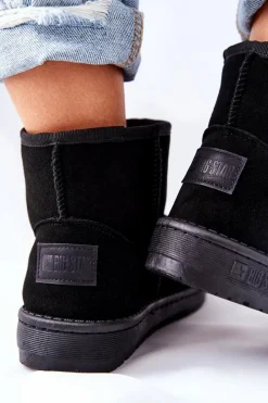 Online Big Star Shoes Damskie Skórzane Śniegowce Big Star II274440 Czarne
