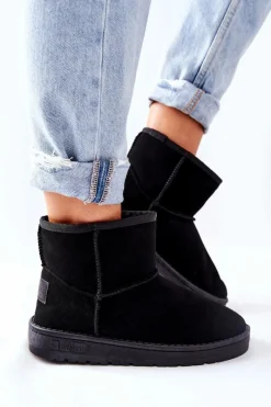 Online Big Star Shoes Damskie Skórzane Śniegowce Big Star II274440 Czarne