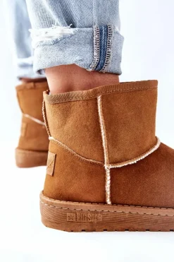 Damskie Skórzane Śniegowce Big Star II274441 Camel Damskie Śniegowce Damskie