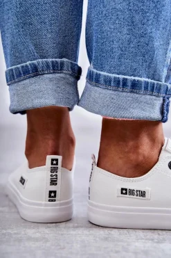 Clearance Damskie Skórzane Niskie Trampki Big Star KK274010 Białe Damskie Trampki Damskie Big Star|Trampki Damskie Niskie