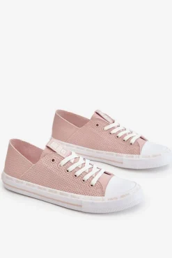 Discount Big Star Shoes Damskie Skórzane Niskie Trampki Big Star LL274015 Różowe