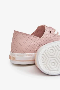 Discount Big Star Shoes Damskie Skórzane Niskie Trampki Big Star LL274015 Różowe