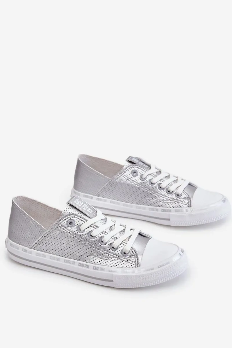 Trampki Damskie Big Star|Trampki Damskie Niskie>Big Star Shoes Damskie Skórzane Niskie Trampki Big Star LL274016 Srebrne