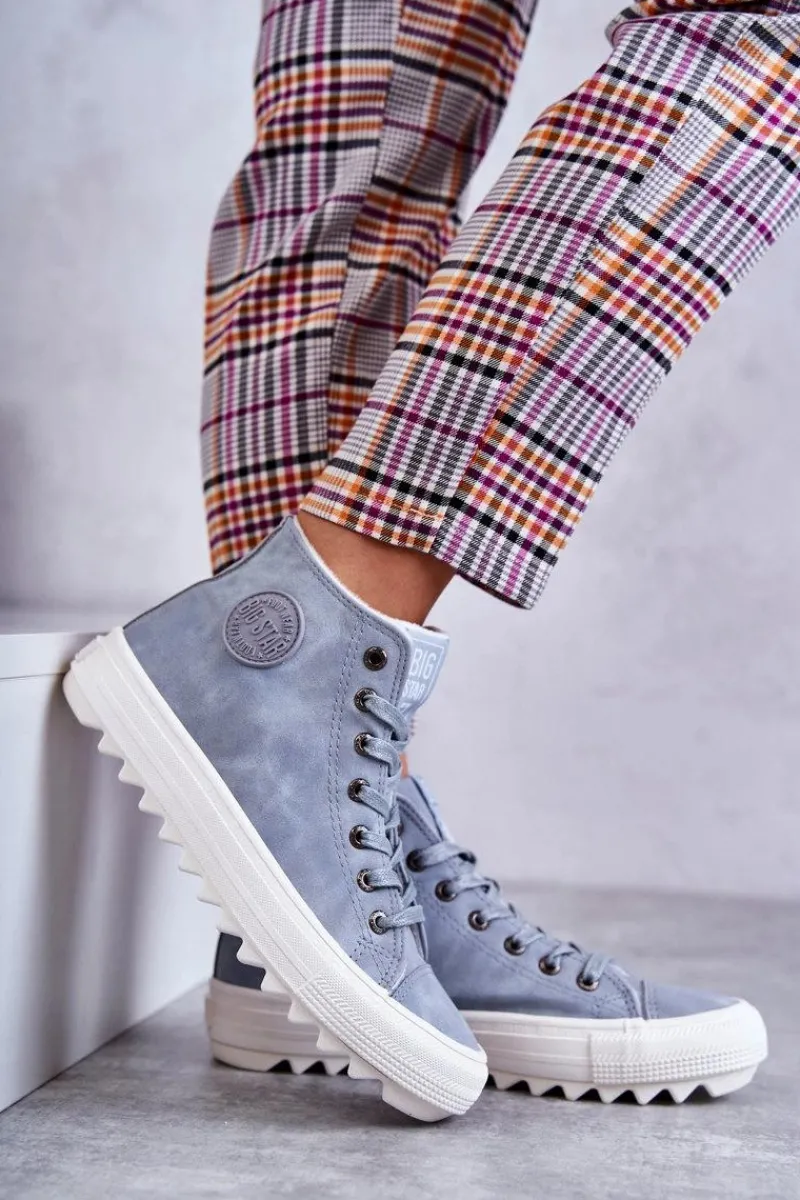 New Damskie Skórzane Ocieplane Trampki Big Star EE274115 Jasnoe Damskie Trampki Ocieplane|Trampki Damskie Big Star