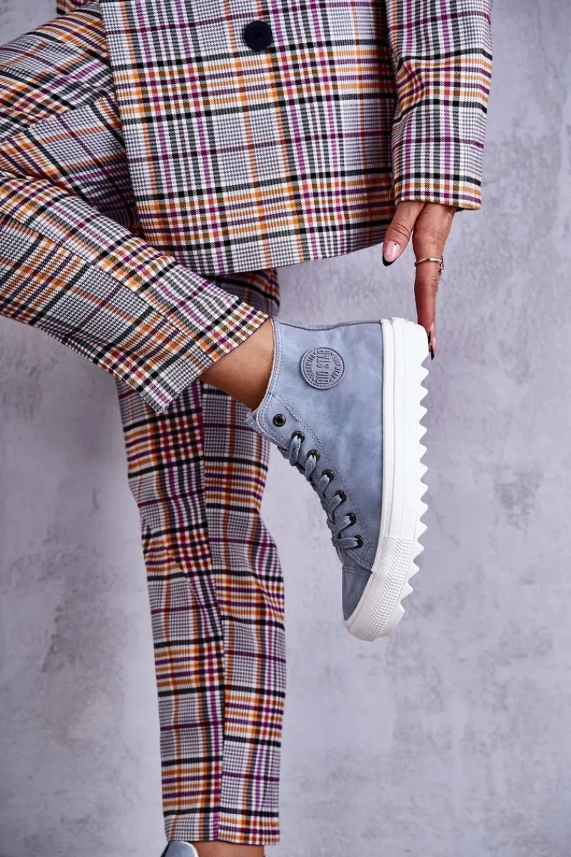 New Damskie Skórzane Ocieplane Trampki Big Star EE274115 Jasnoe Damskie Trampki Ocieplane|Trampki Damskie Big Star