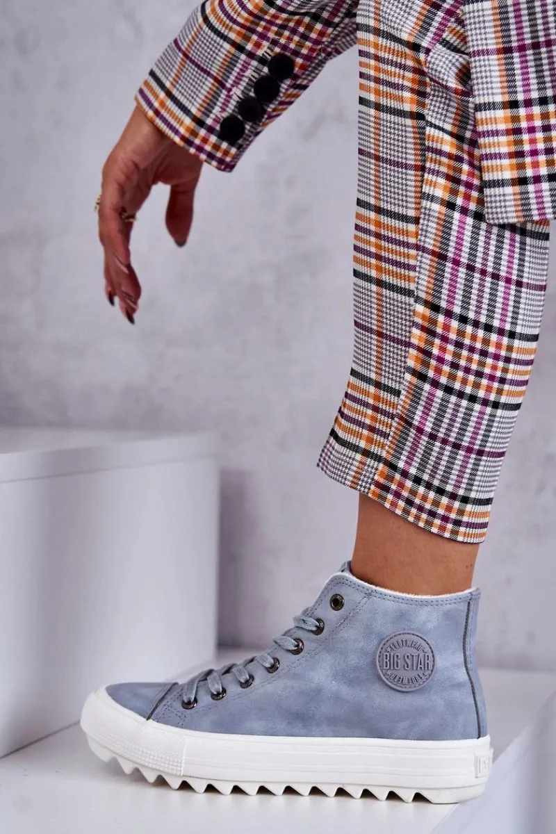 New Damskie Skórzane Ocieplane Trampki Big Star EE274115 Jasnoe Damskie Trampki Ocieplane|Trampki Damskie Big Star