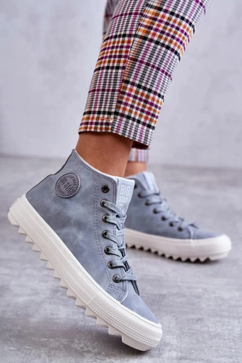 New Damskie Skórzane Ocieplane Trampki Big Star EE274115 Jasnoe Damskie Trampki Ocieplane|Trampki Damskie Big Star