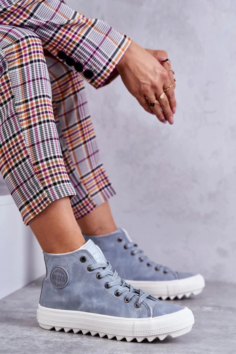 New Damskie Skórzane Ocieplane Trampki Big Star EE274115 Jasnoe Damskie Trampki Ocieplane|Trampki Damskie Big Star