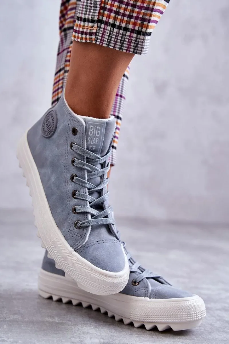 New Damskie Skórzane Ocieplane Trampki Big Star EE274115 Jasnoe Damskie Trampki Ocieplane|Trampki Damskie Big Star