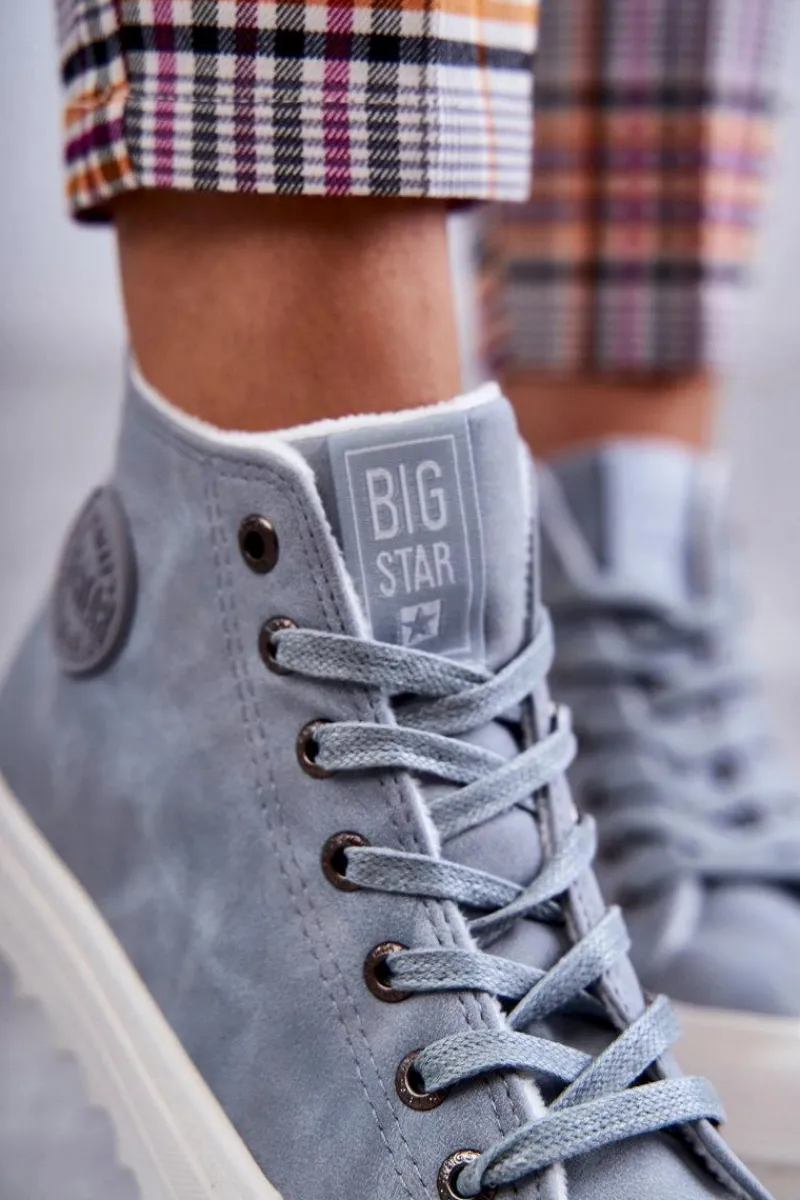 New Damskie Skórzane Ocieplane Trampki Big Star EE274115 Jasnoe Damskie Trampki Ocieplane|Trampki Damskie Big Star