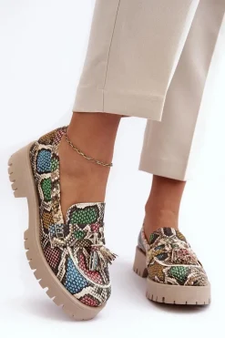 Maciejka Damskie Skórzane Półbuty Frędzle 05497-45 Multikolor