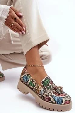 Maciejka Damskie Skórzane Półbuty Frędzle 05497-45 Multikolor