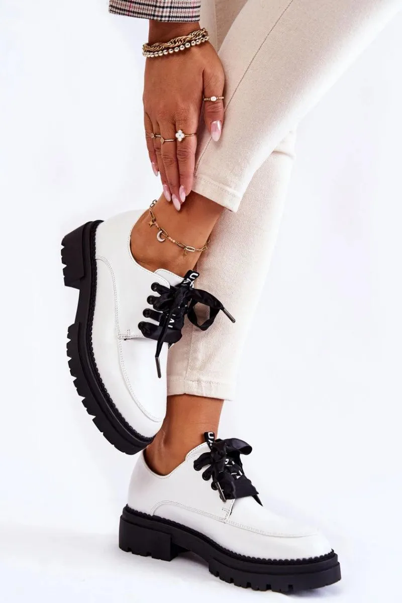 Półbuty Lakierowane>Boto Damskie Skórzane Półbuty La.Fi 210004W-PU Białe