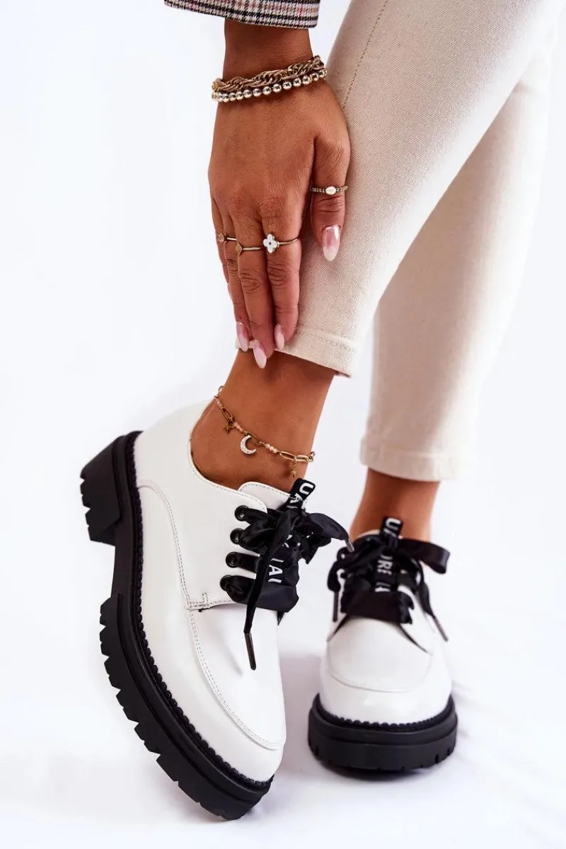 Półbuty Lakierowane>Boto Damskie Skórzane Półbuty La.Fi 210004W-PU Białe