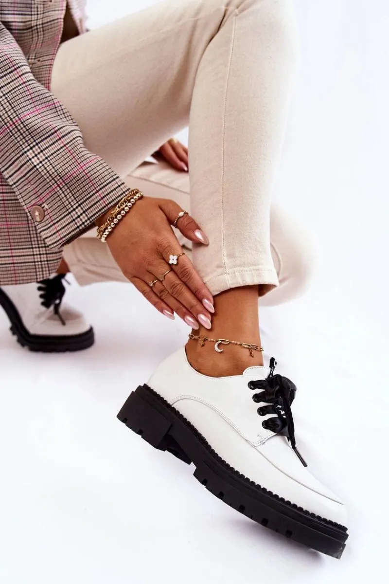 Półbuty Lakierowane>Boto Damskie Skórzane Półbuty La.Fi 210004W-PU Białe