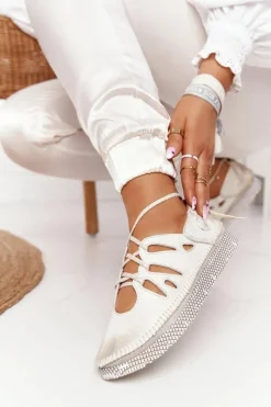 Outlet Damskie Skórzane Półbuty Beżowo-Złote 04449-25 Damskie Półbuty Skórzane