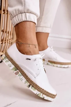 Półbuty Skórzane>Maciejka Damskie Skórzane Półbuty Białe 02936-11