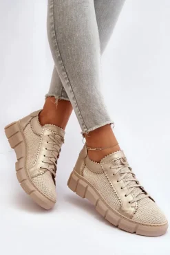 Półbuty Skórzane>Maciejka Damskie Skórzane Półbuty 05850-22 Jasnobeżowe Beżowy