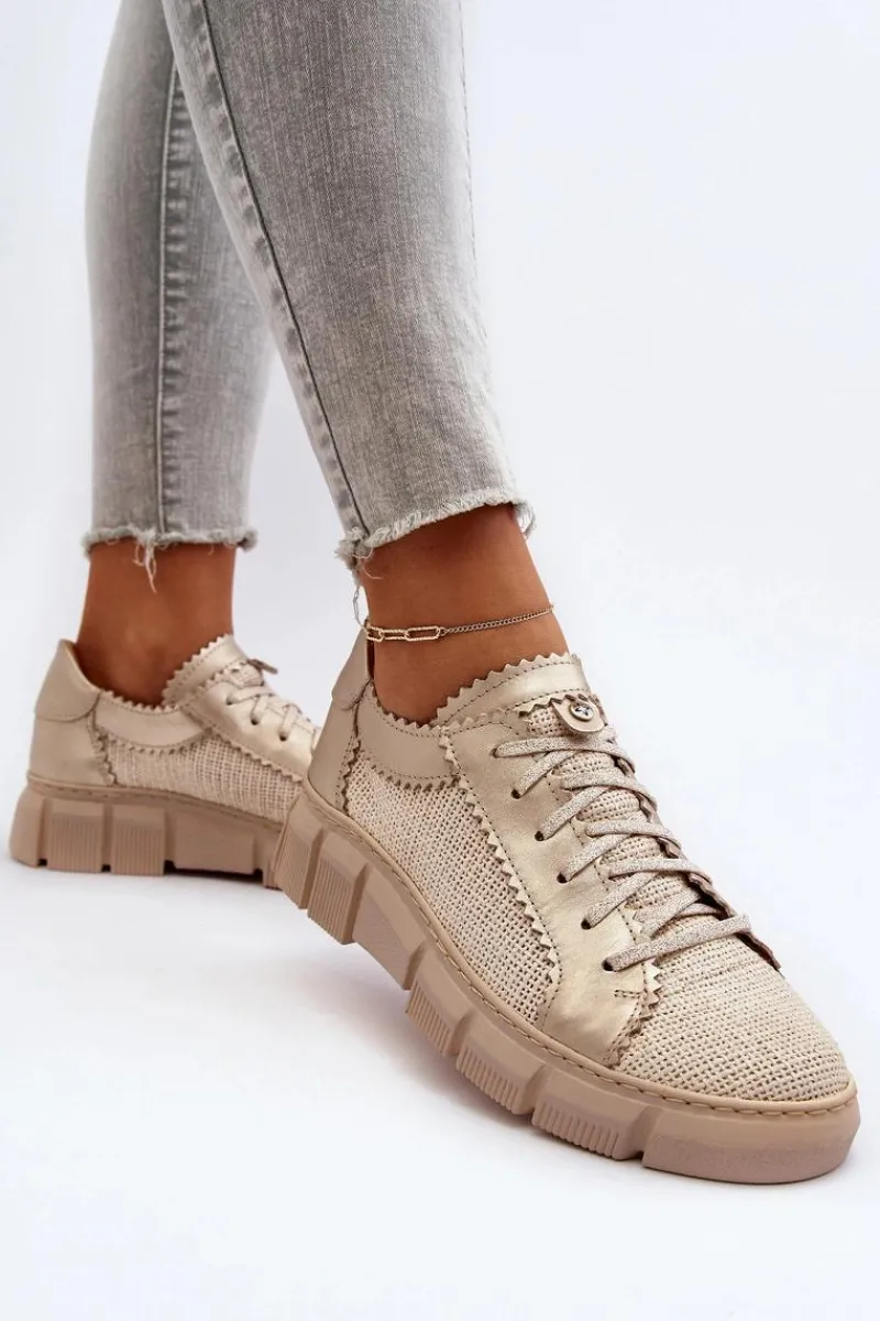 Półbuty Skórzane>Maciejka Damskie Skórzane Półbuty 05850-22 Jasnobeżowe Beżowy