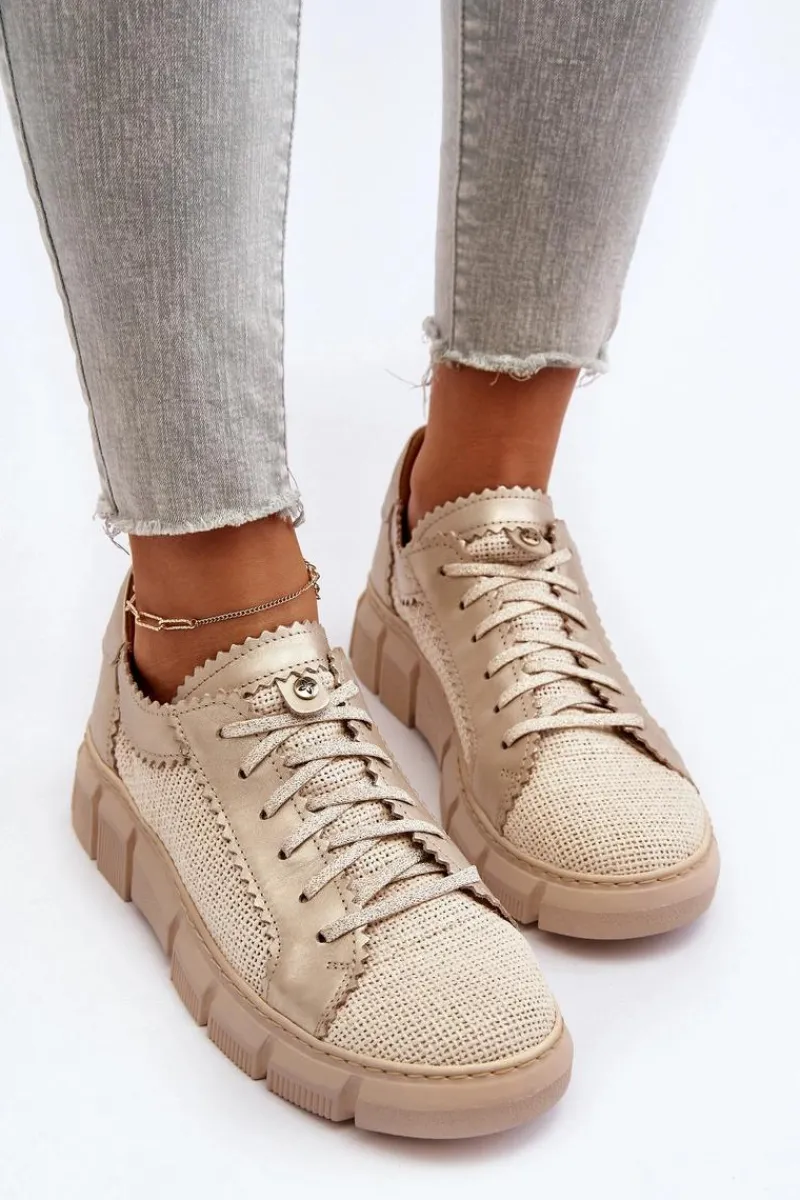 Półbuty Skórzane>Maciejka Damskie Skórzane Półbuty 05850-22 Jasnobeżowe Beżowy