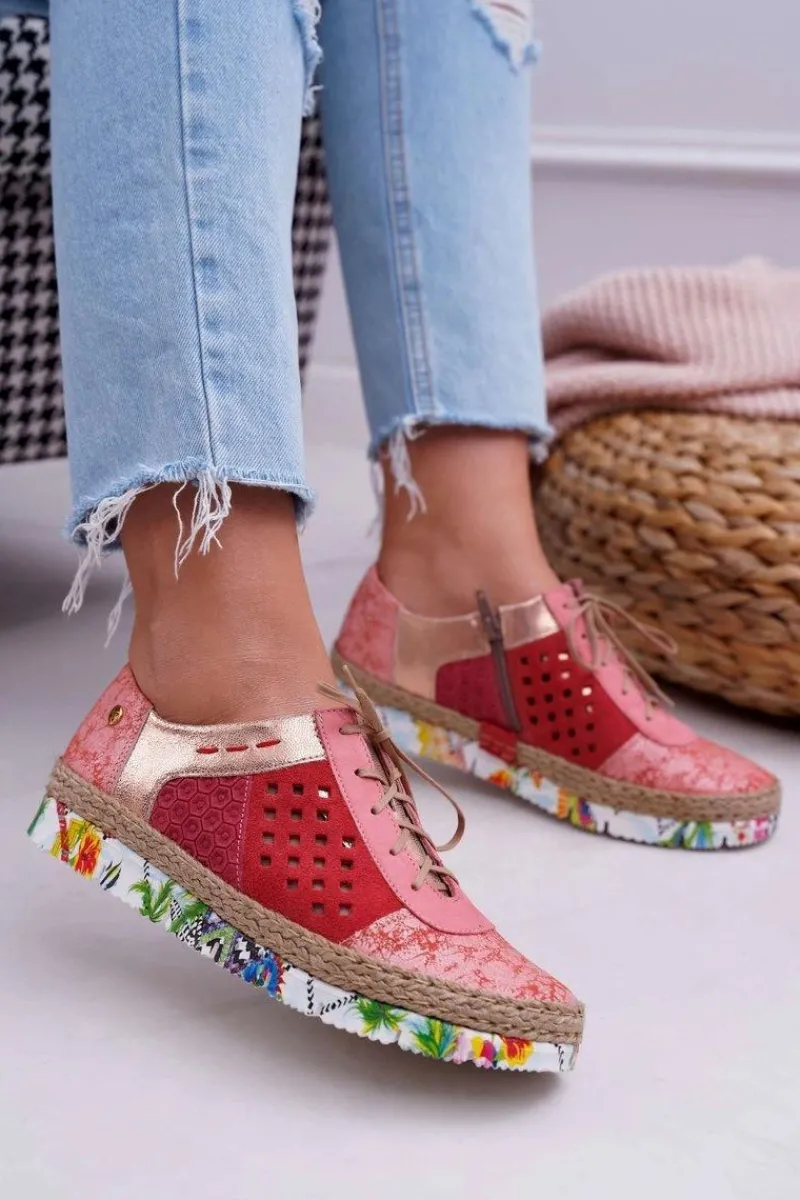 Półbuty Skórzane>Maciejka Damskie Skórzane Półbuty Koralowe 03339-18