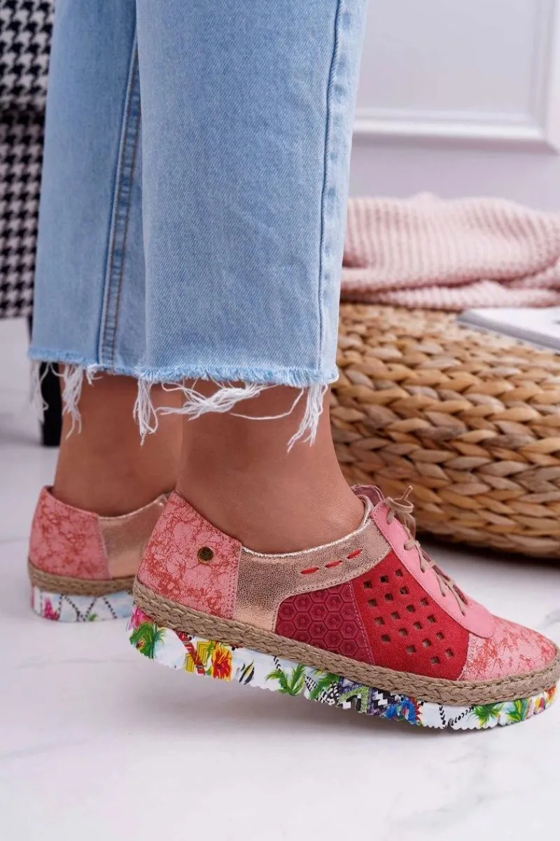 Półbuty Skórzane>Maciejka Damskie Skórzane Półbuty Koralowe 03339-18