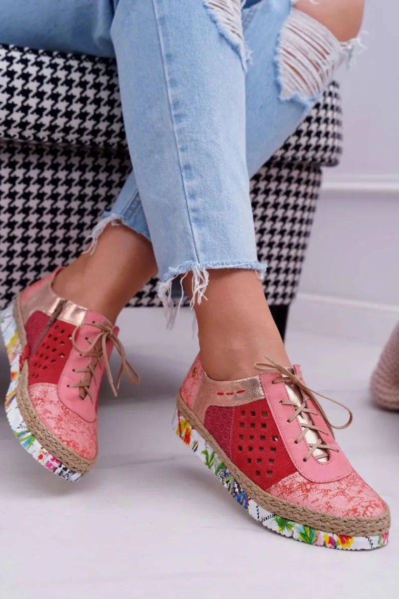 Półbuty Skórzane>Maciejka Damskie Skórzane Półbuty Koralowe 03339-18