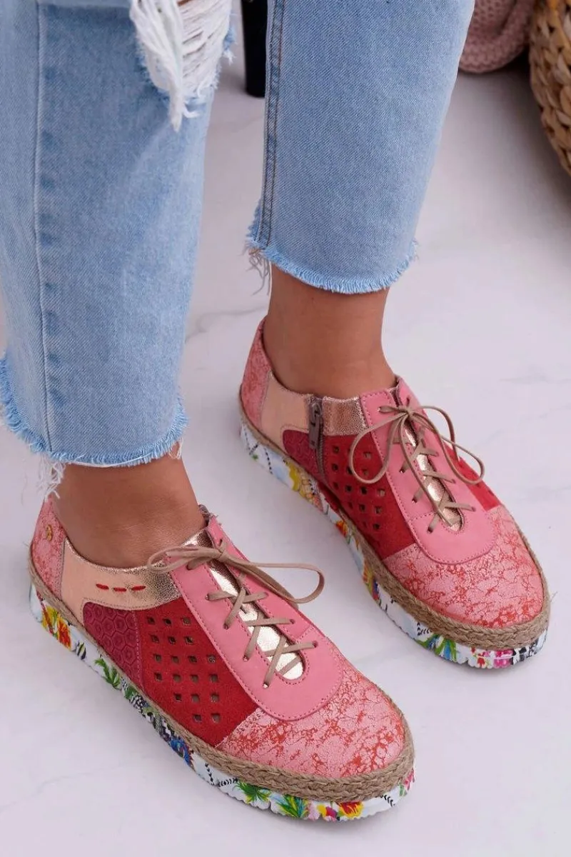 Półbuty Skórzane>Maciejka Damskie Skórzane Półbuty Koralowe 03339-18