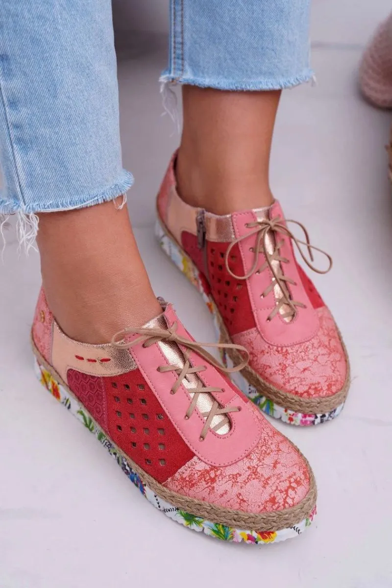 Półbuty Skórzane>Maciejka Damskie Skórzane Półbuty Koralowe 03339-18