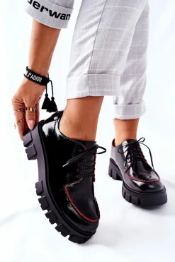 Discount Maciejka Damskie Skórzane Półbuty Czarne 5074A-01