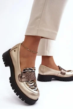 Półbuty Skórzane|Mokasyny Damskie Skórzane></noscript>Maciejka Damskie Skórzane Półbuty Mokasyny 06195-25 Złote