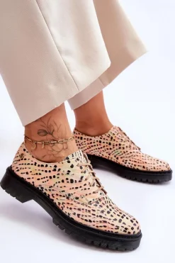 Półbuty Skórzane></noscript>Maciejka Damskie Skórzane Półbuty Oxfordy 04087-18 Pomarańczowo-Czarne Pomarańczowy