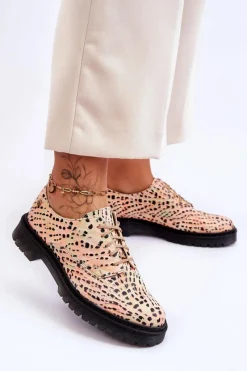 Półbuty Skórzane></noscript>Maciejka Damskie Skórzane Półbuty Oxfordy 04087-18 Pomarańczowo-Czarne Pomarańczowy